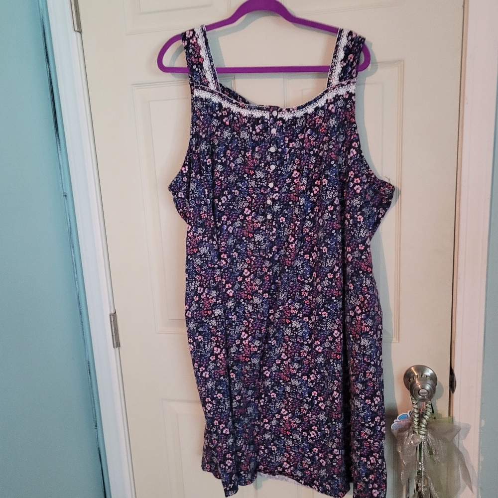 Aria CollectionFloral  Black and Pink Casual Cotton Dress To Stay Home And Relax